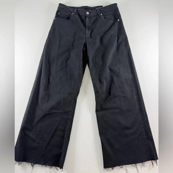 AG Saige Wide Leg Crop High-Rise Fit Size 30 Color Black - Picture 10 of 16